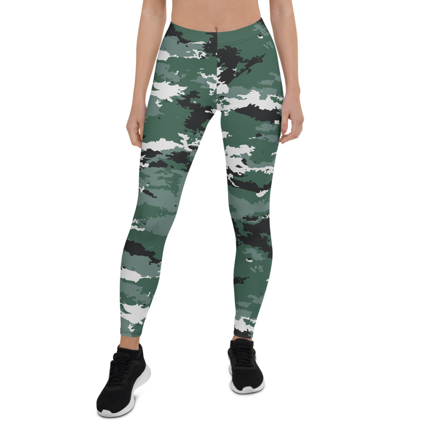 Earth Green Camo Leggings for Women Maroon Sooty