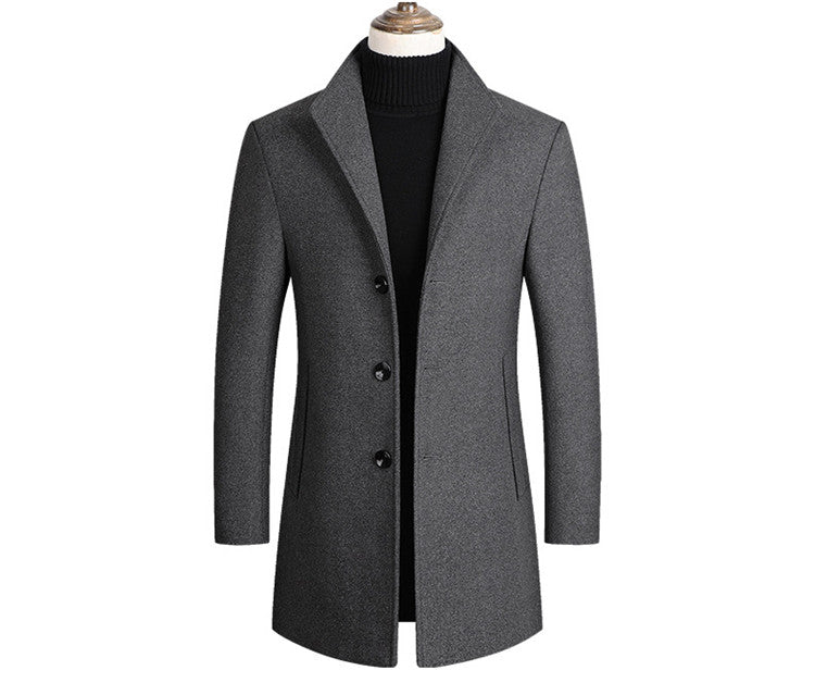 High Quality Men Coats Autumn Winter Solid Color Men's Wool Jacket Teal Simba