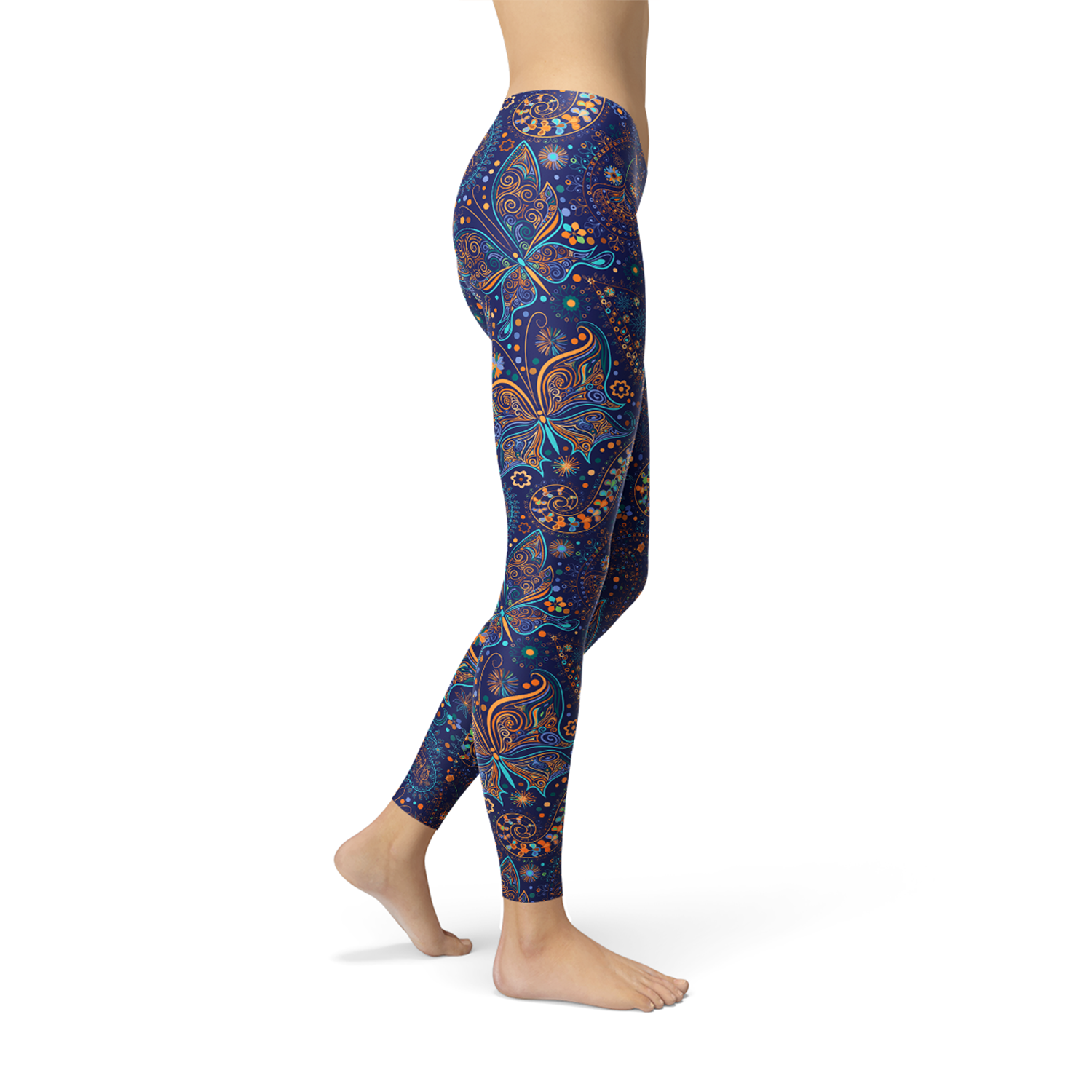Womens Paisley Butterfly Leggings Maroon Sooty