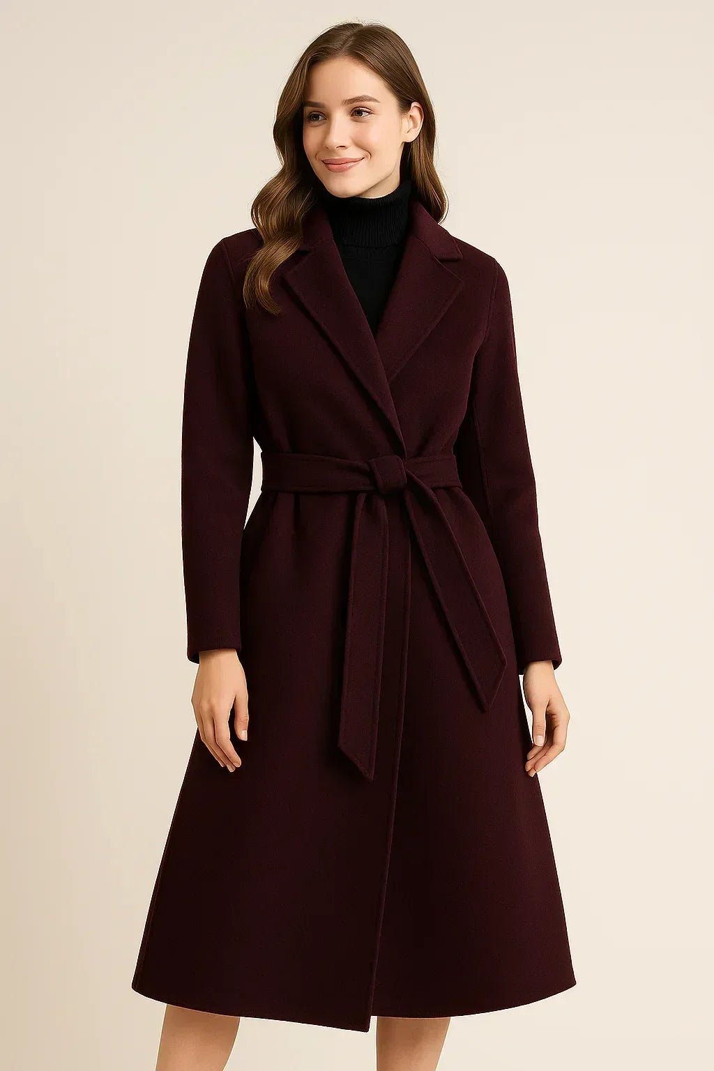 Elegant Femstylo Korean wool coat for women, autumn and winter jacket with a stylish, tailored fit and warm fabric.
