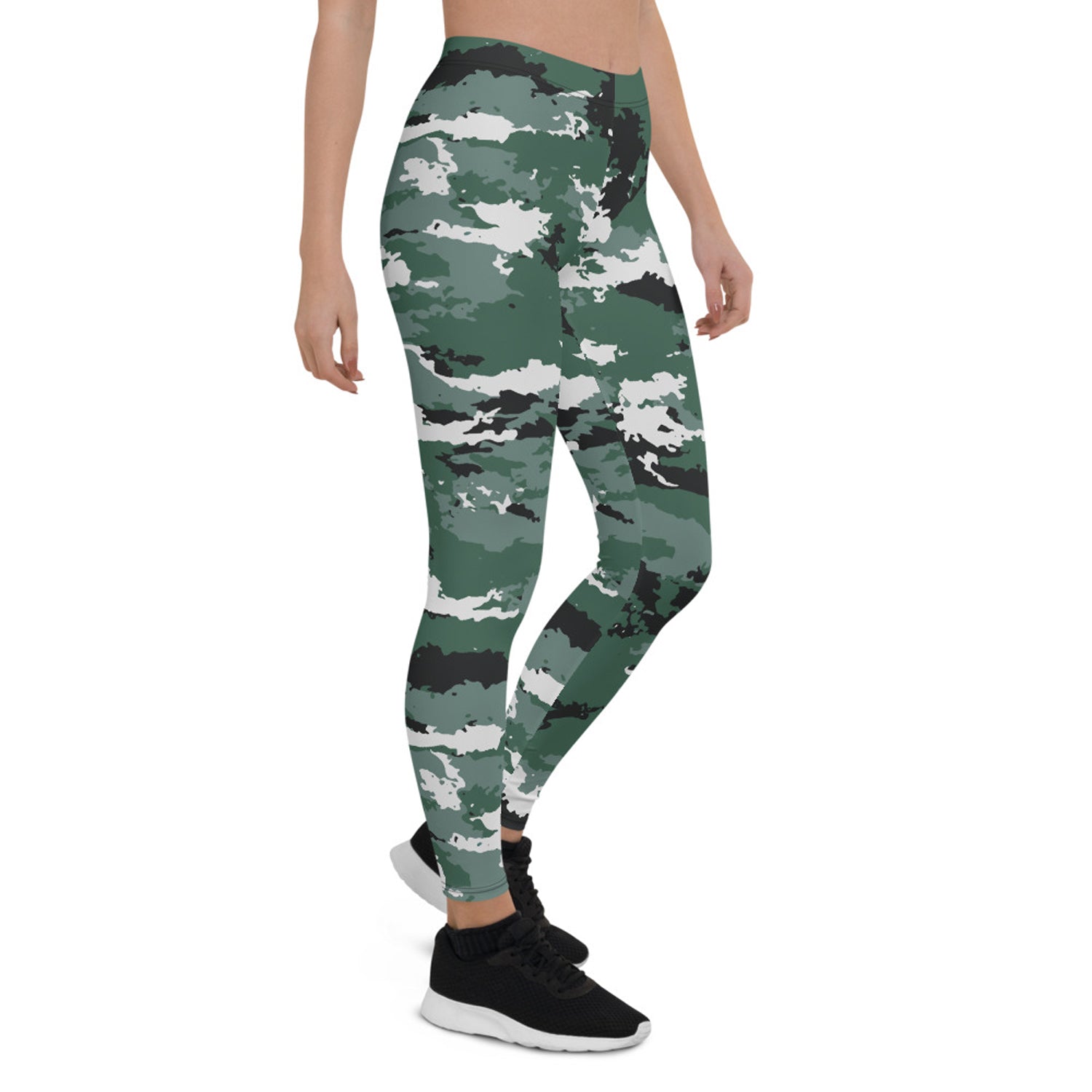 Earth Green Camo Leggings for Women Maroon Sooty