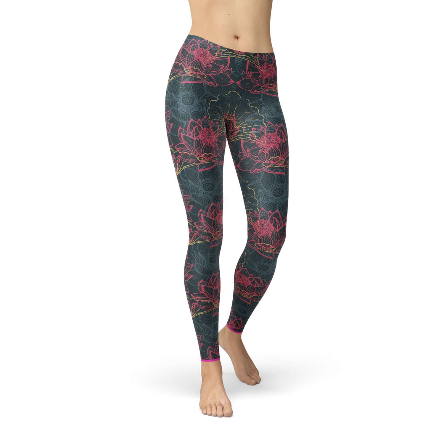 Womens Floral Lotus Leggings Maroon Sooty