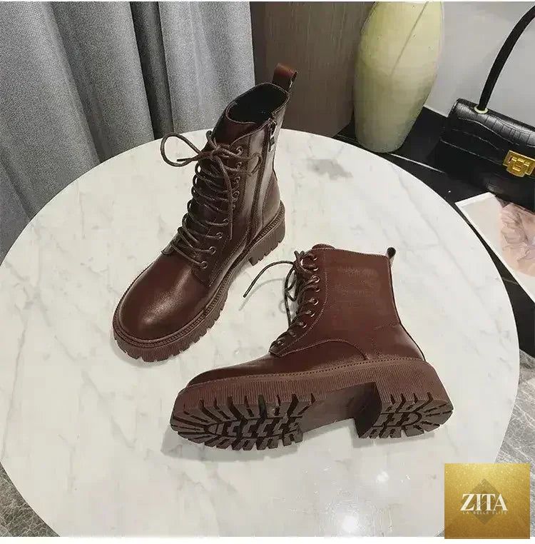 Femstylo Rhinestone Martin Boots with sparkling embellishments, featuring a bold design and sturdy sole for a stylish, confident look.