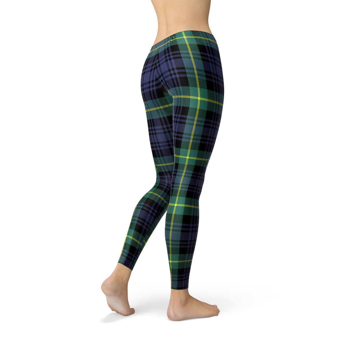 Womens Green and Blue Tartan Leggings Maroon Sooty