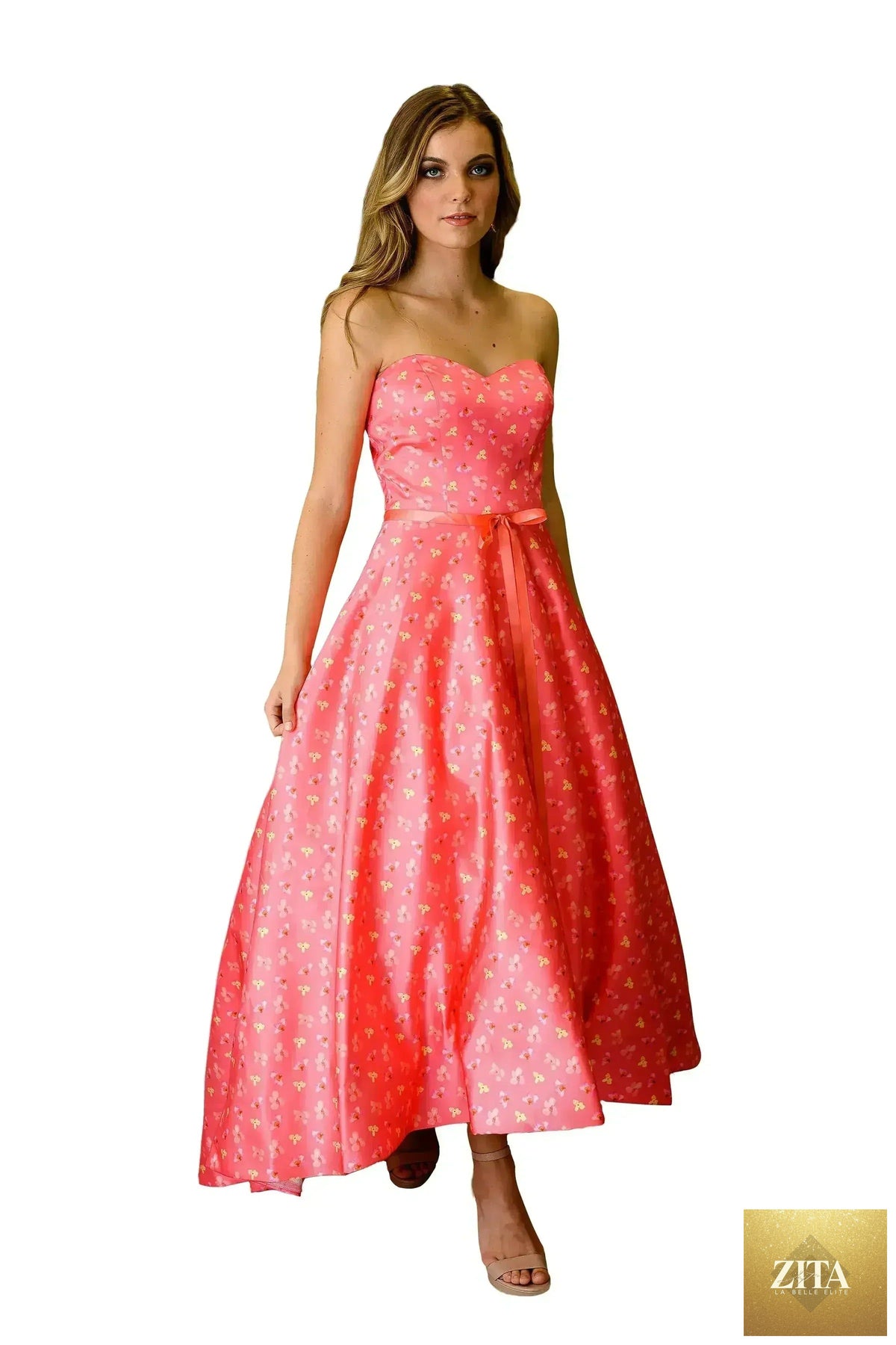Femstylo shoulder-less formal train dress featuring elegant fabric and intricate design for special occasions.