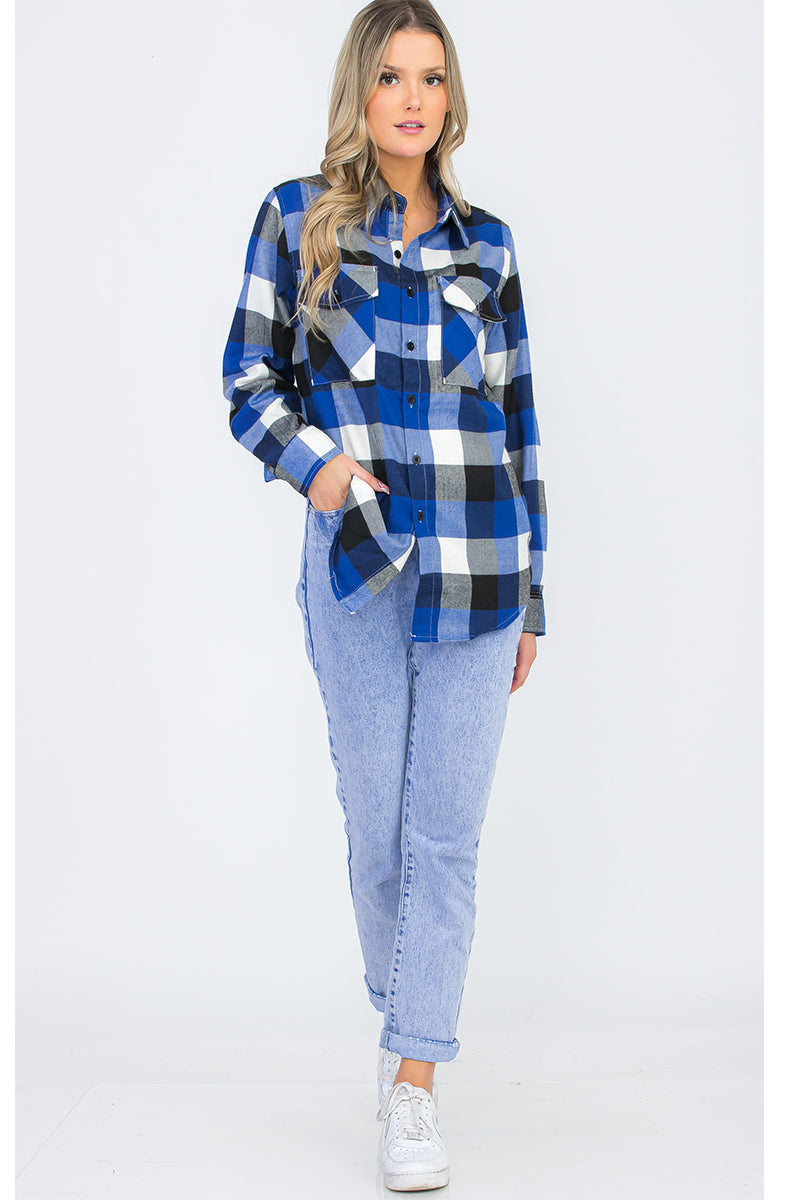 Oversize Boyfriend Plaid Checkered Flannel FL112 Lime Milo