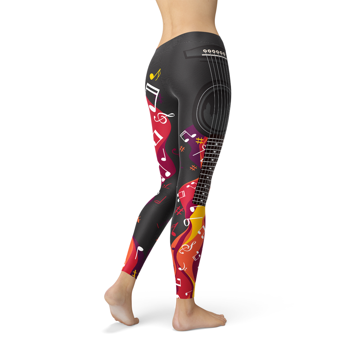 Guitar and Music Note Leggings Maroon Sooty