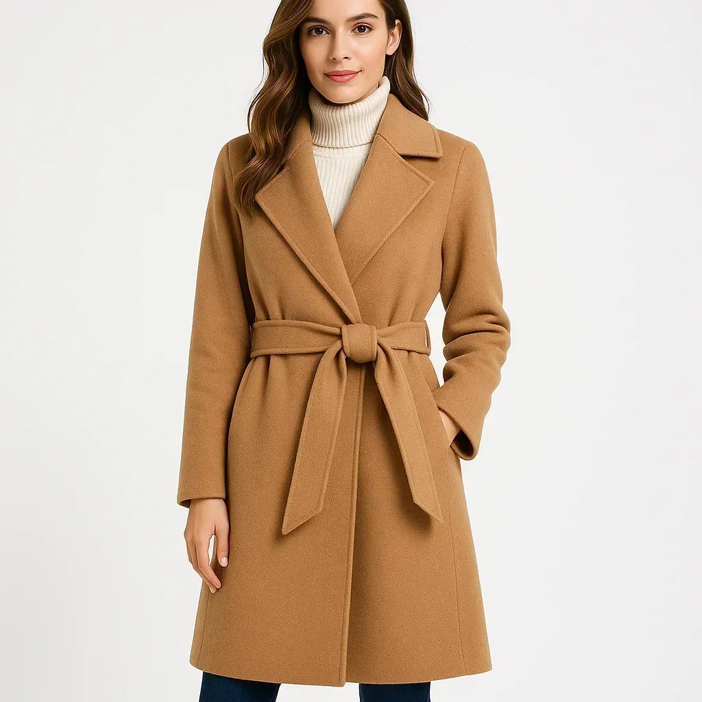 Korean wool coat for women by Femstylo featuring a stylish autumn and winter jacket with elegant design and warm fabric.