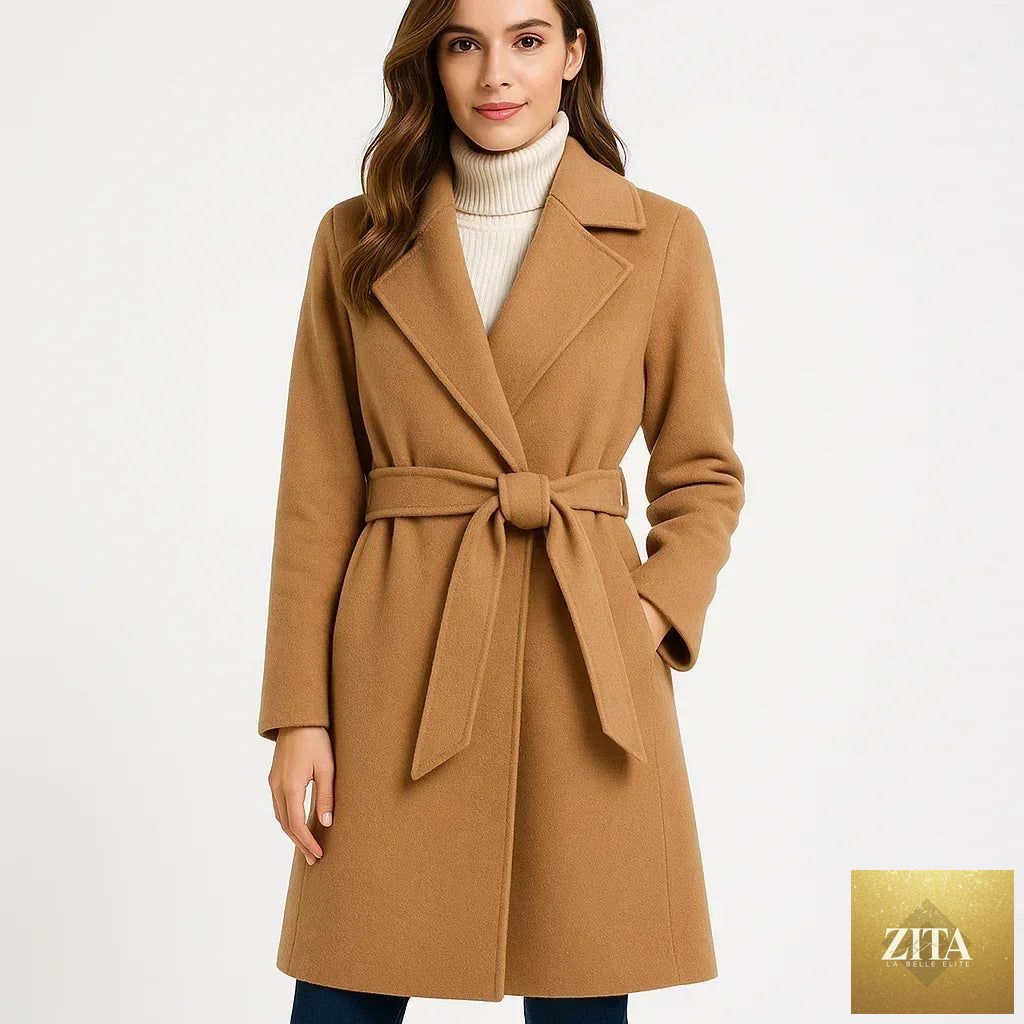 Korean wool coat for women by Zita La Belle Elite, elegant autumn and winter jacket with a stylish, warm design.
