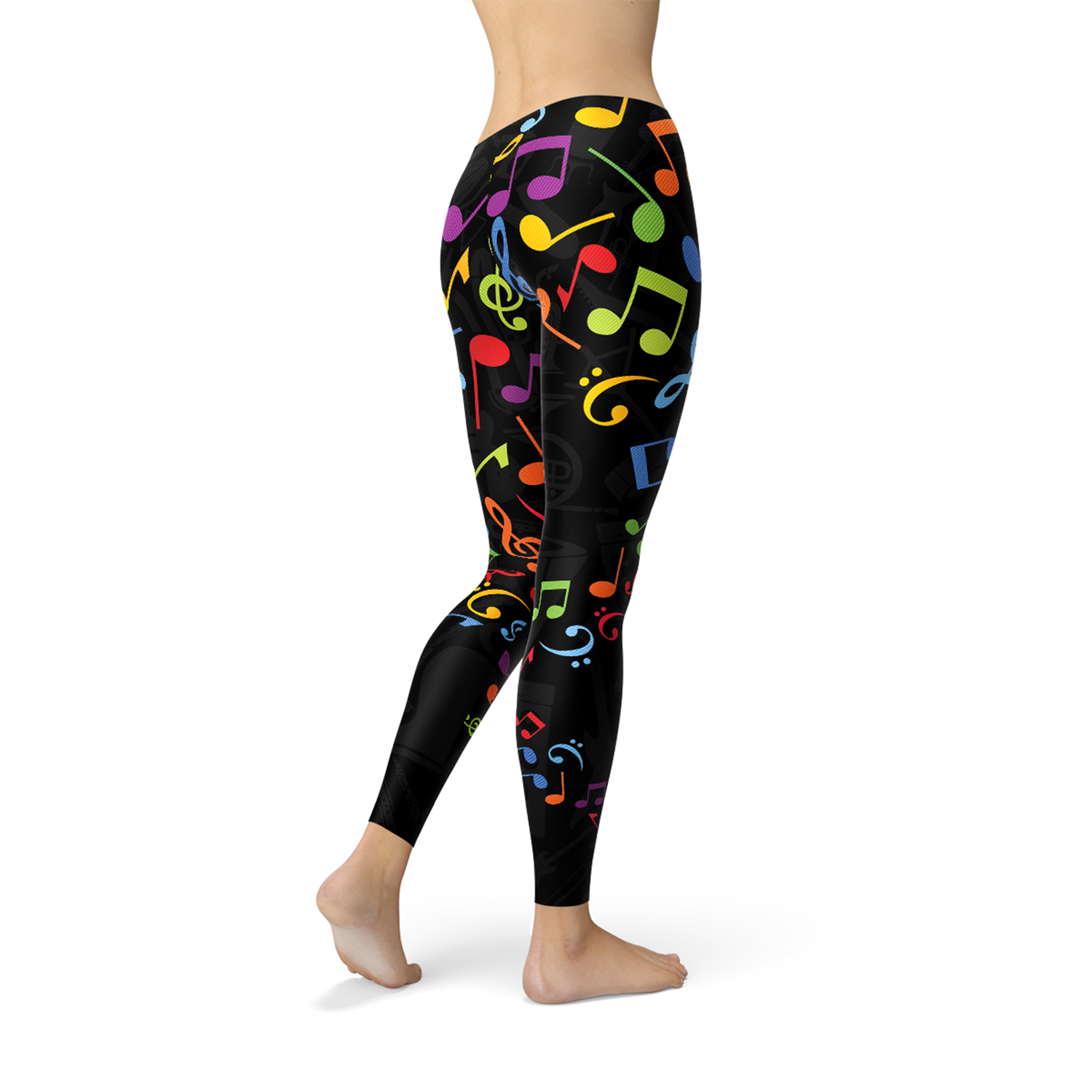 Womens Colorful Music Notes Leggings Maroon Sooty
