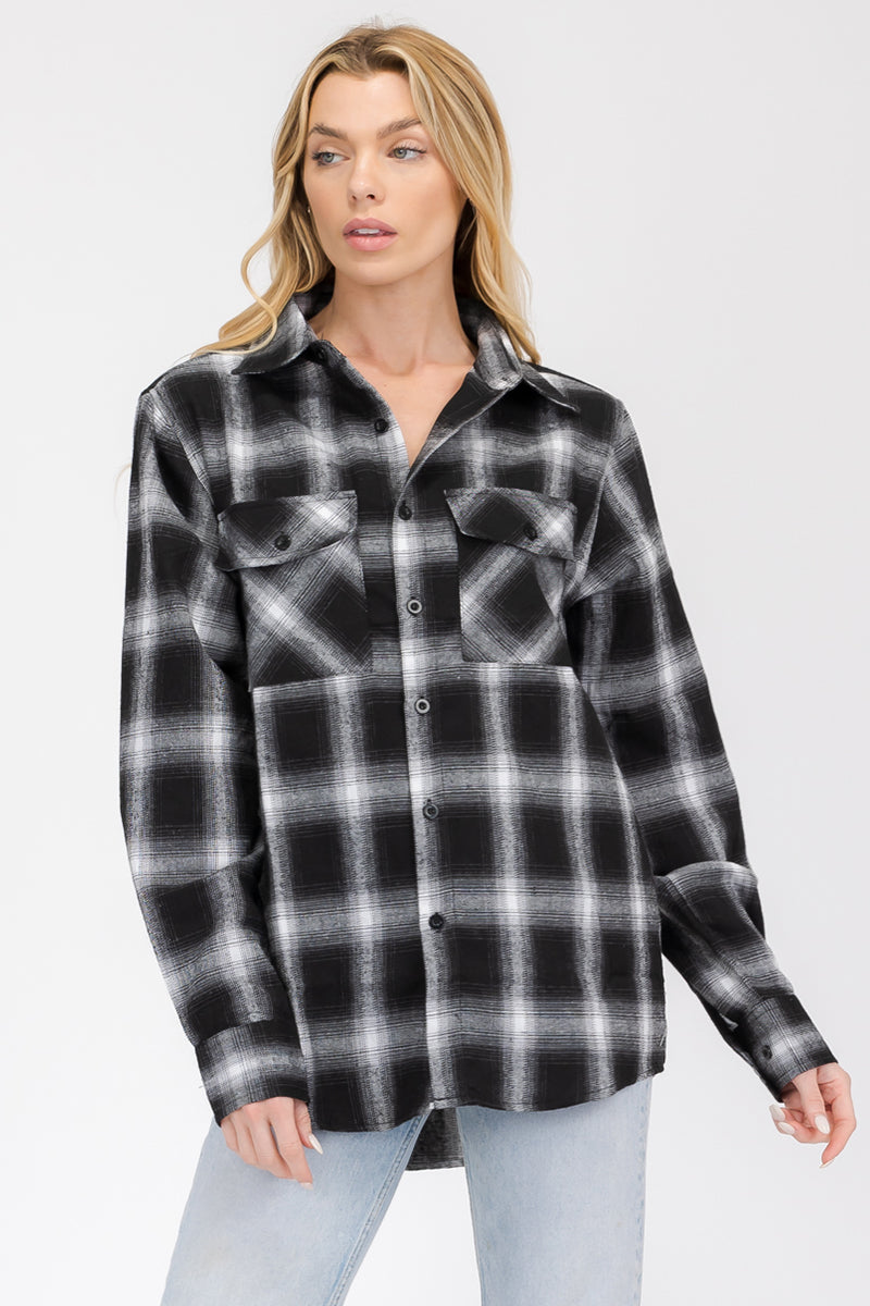 Oversize Boyfriend Plaid Checkered Flannel Lime Milo