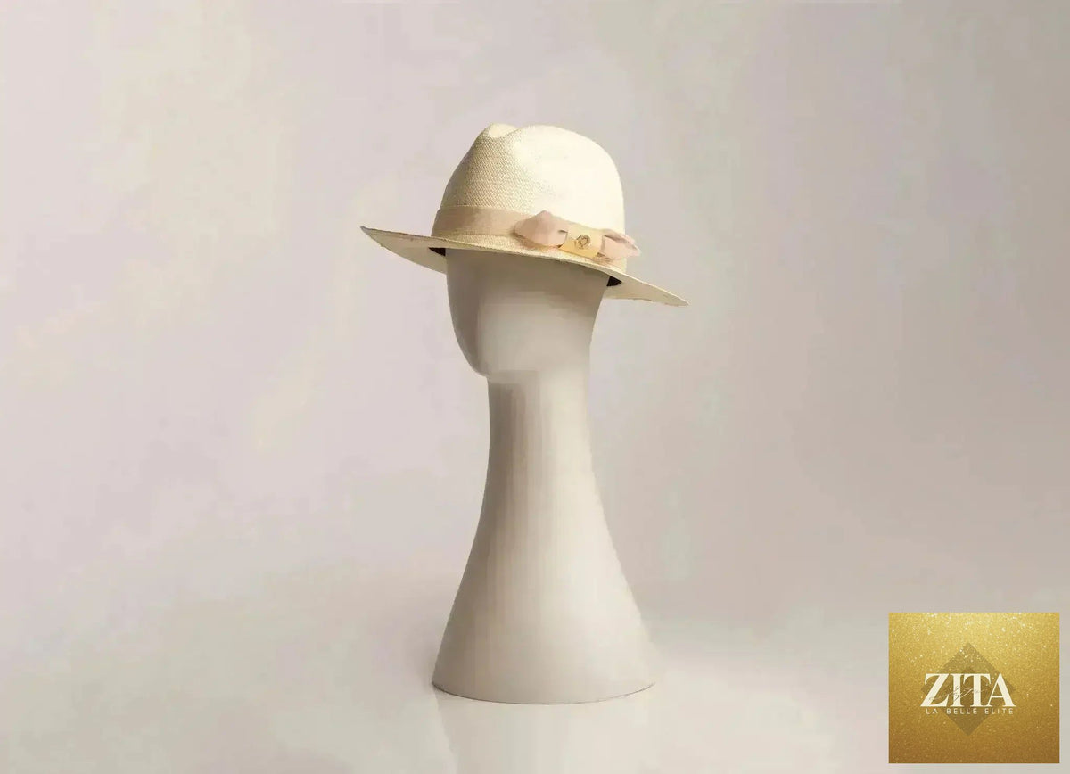 Unisex handwoven Panama hat made from Ecuadorian fino straw, featuring a classic fedora style with a wide brim and stylish band.