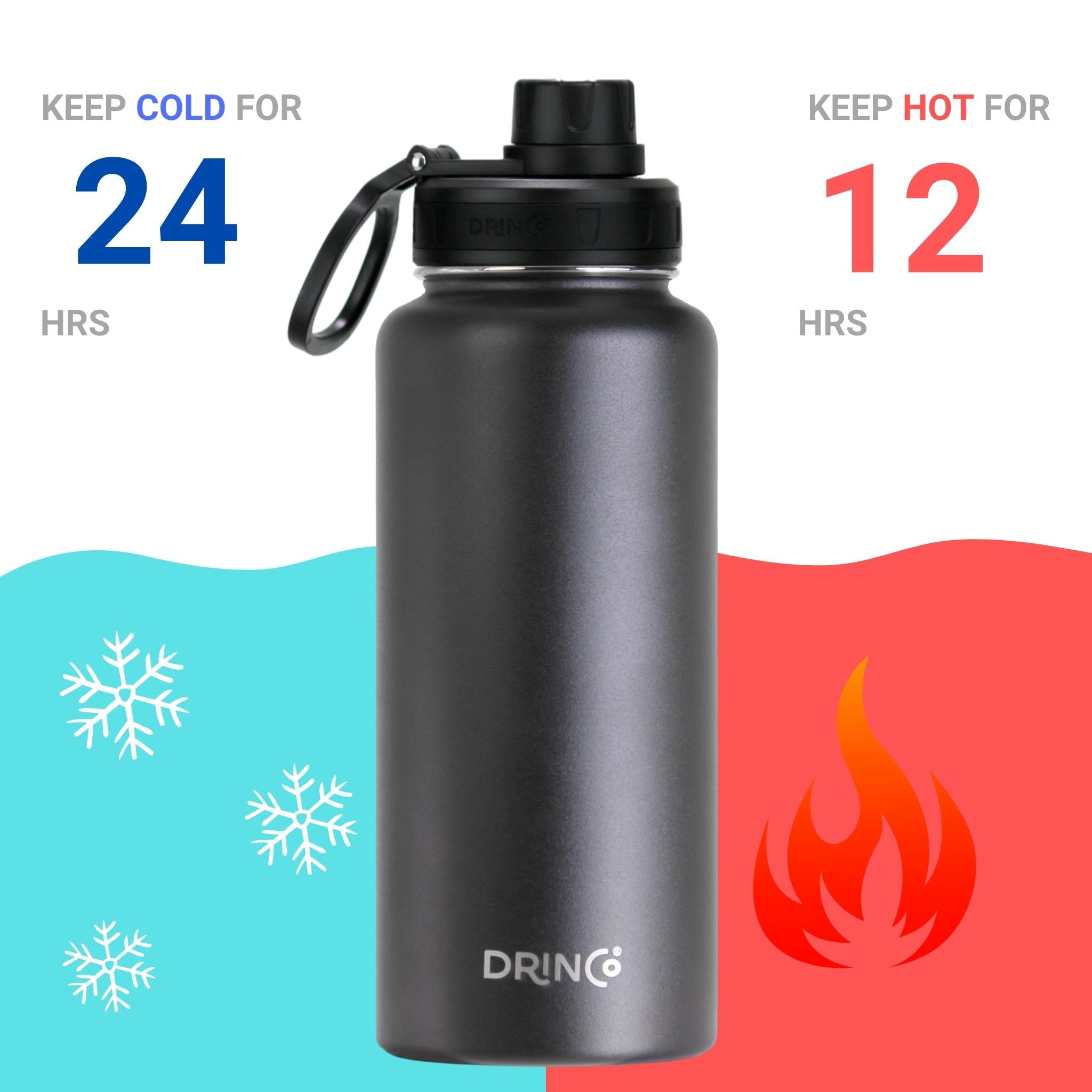 DRINCO® 32oz Stainless Steel Water Bottle - Black Orchid Lavender