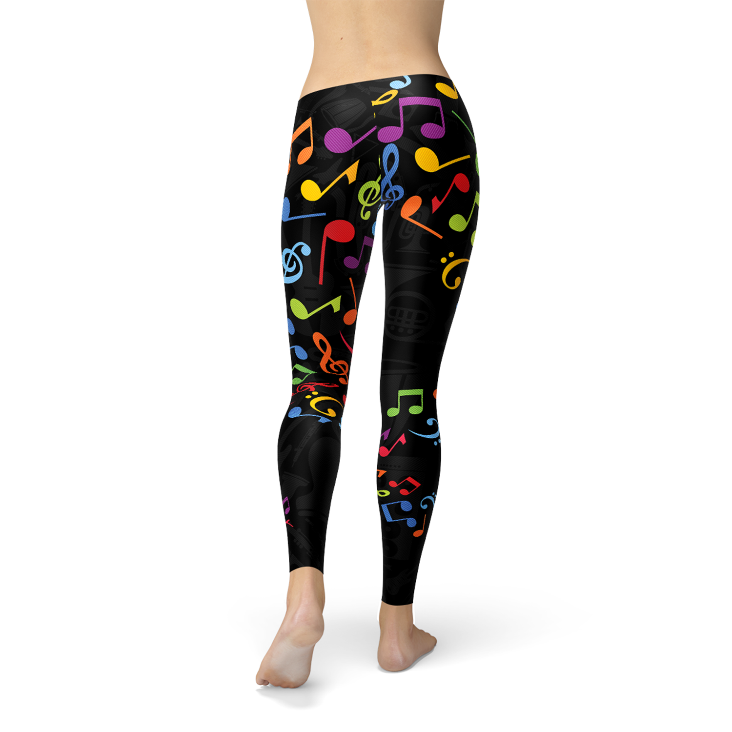 Womens Colorful Music Notes Leggings Maroon Sooty
