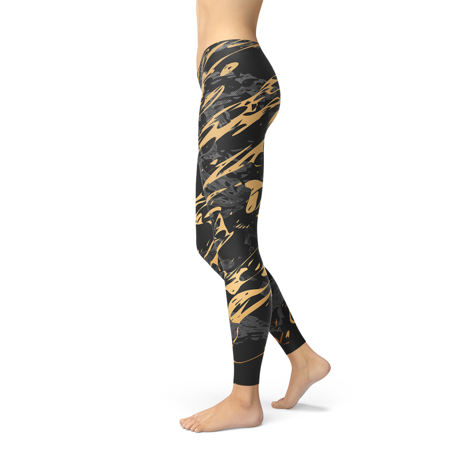 Womens Black Marble w/ Gold Splash Leggings Maroon Sooty