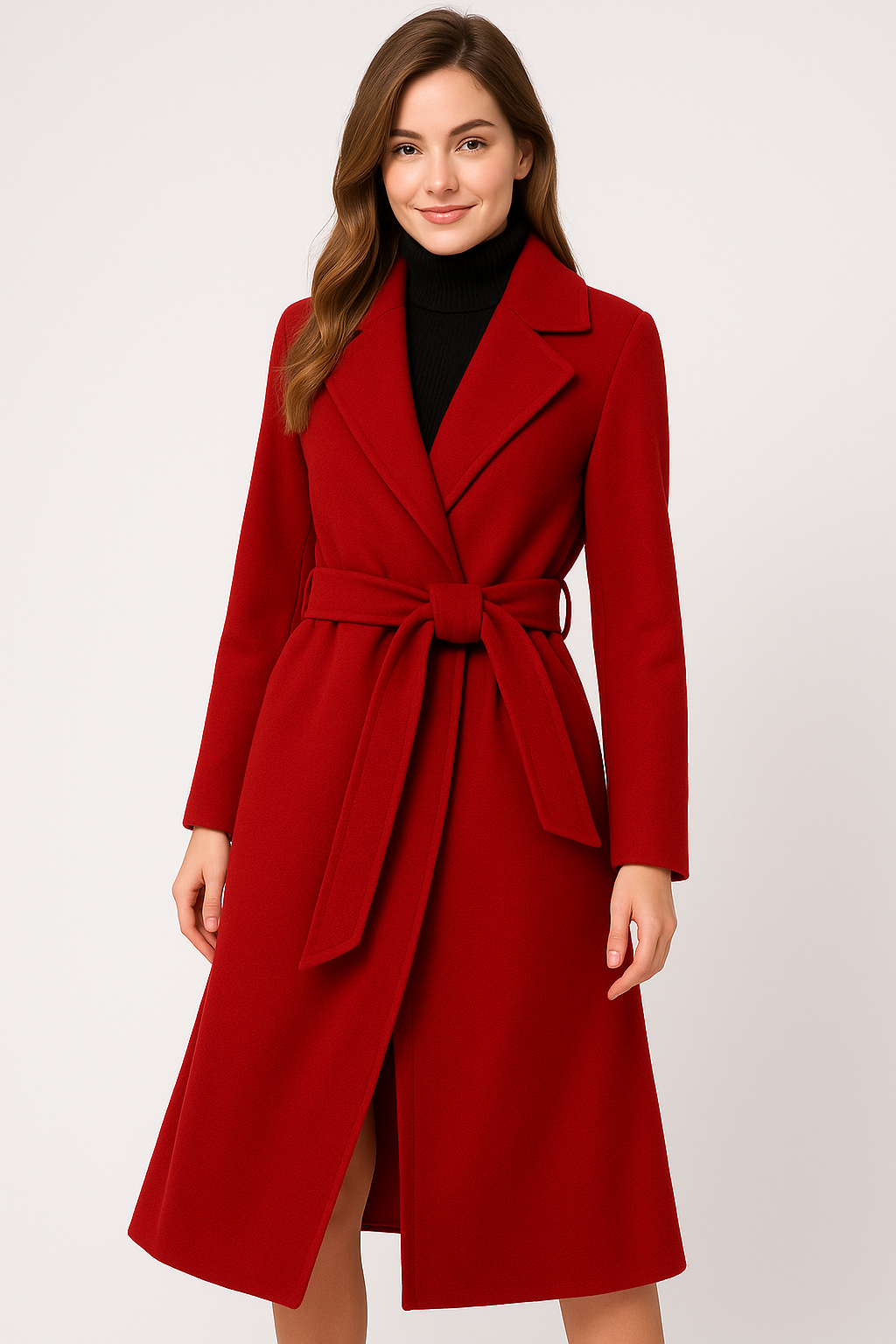 Autumn & Winter Temperament Korean Wool Coat for Women – Elegant & Carmine Juneberry