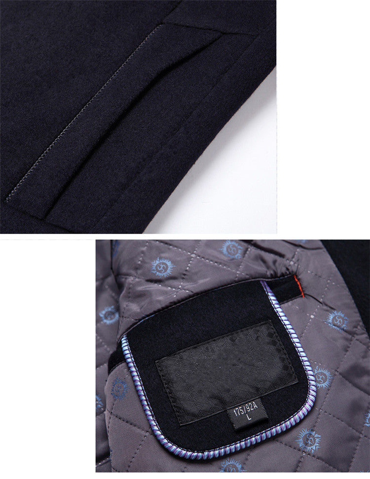 High Quality Men Coats Autumn Winter Solid Color Men's Wool Jacket Teal Simba