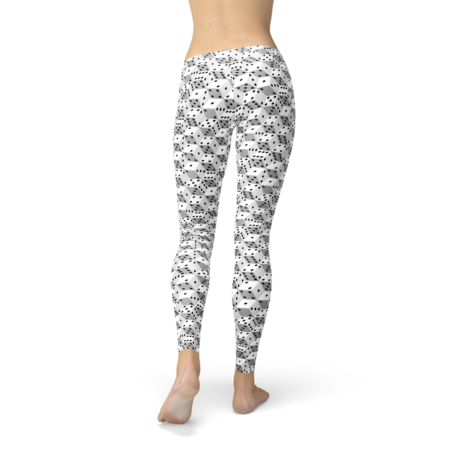 Womens Black and White Dice Leggings Maroon Sooty