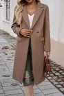 Dark Khaki Single Breasted Lapel Collar Flap Pocketed Overcoat Carmine Juneberry
