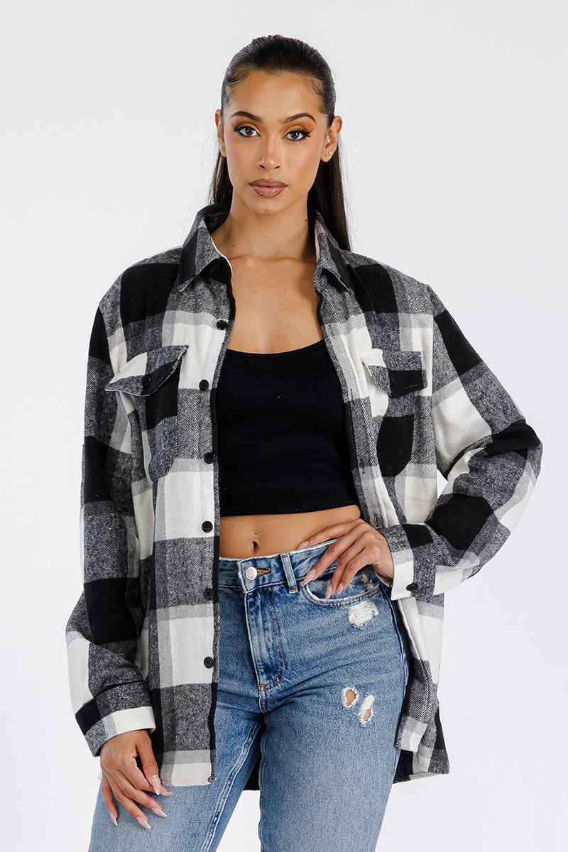 Boyfriend Oversized Soft Flannel Shacket FL501 Lime Milo