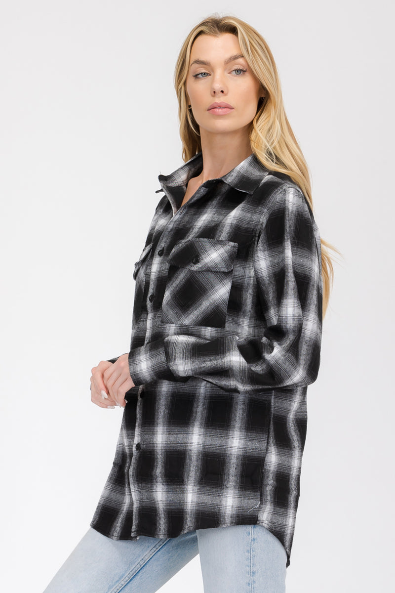 Oversize Boyfriend Plaid Checkered Flannel Lime Milo