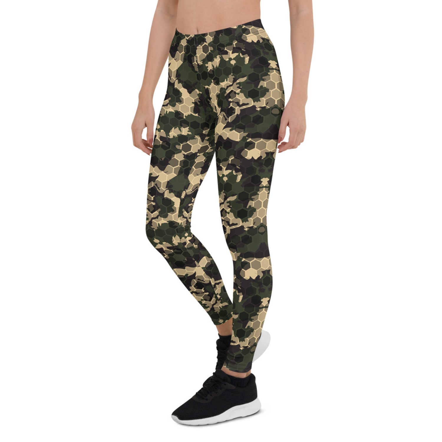 Womens Army Camo Leggings with Honeycombs Maroon Sooty