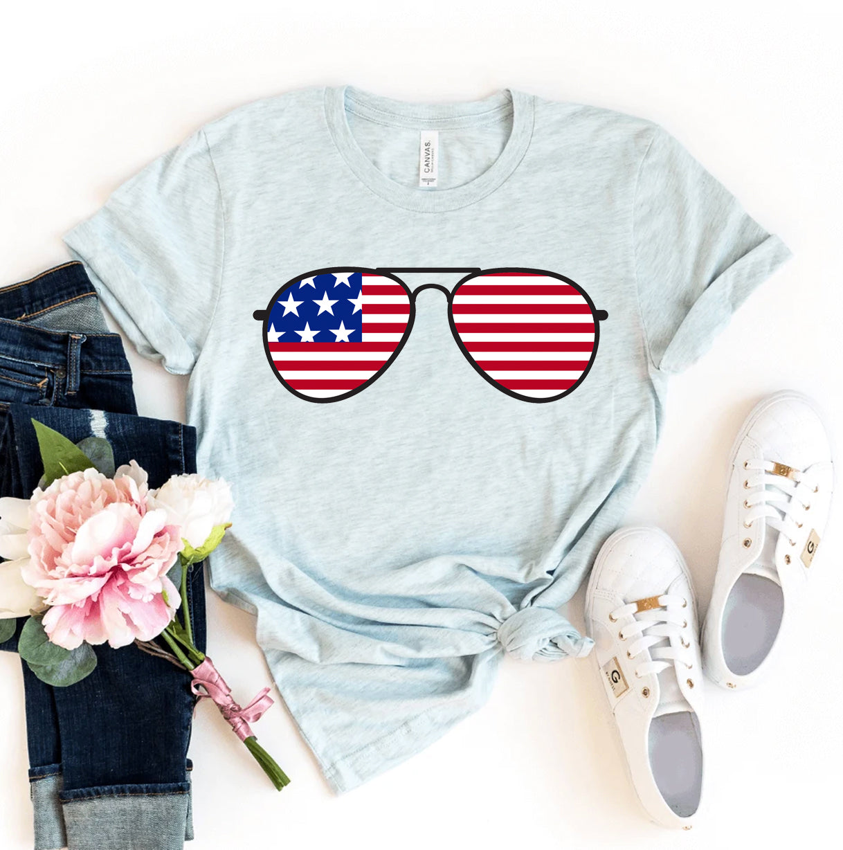 America Glasses T-shirt Agate
