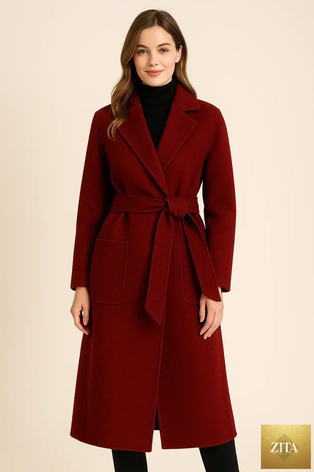 Korean wool coat for women from Zita La Belle Elite, autumn and winter jacket with a stylish, elegant design.