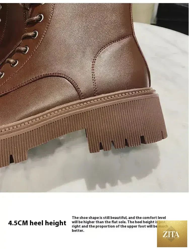 Femstylo Rhinestone Martin Boots with sparkling embellishments, featuring a classic lace-up design and bold silhouette.
