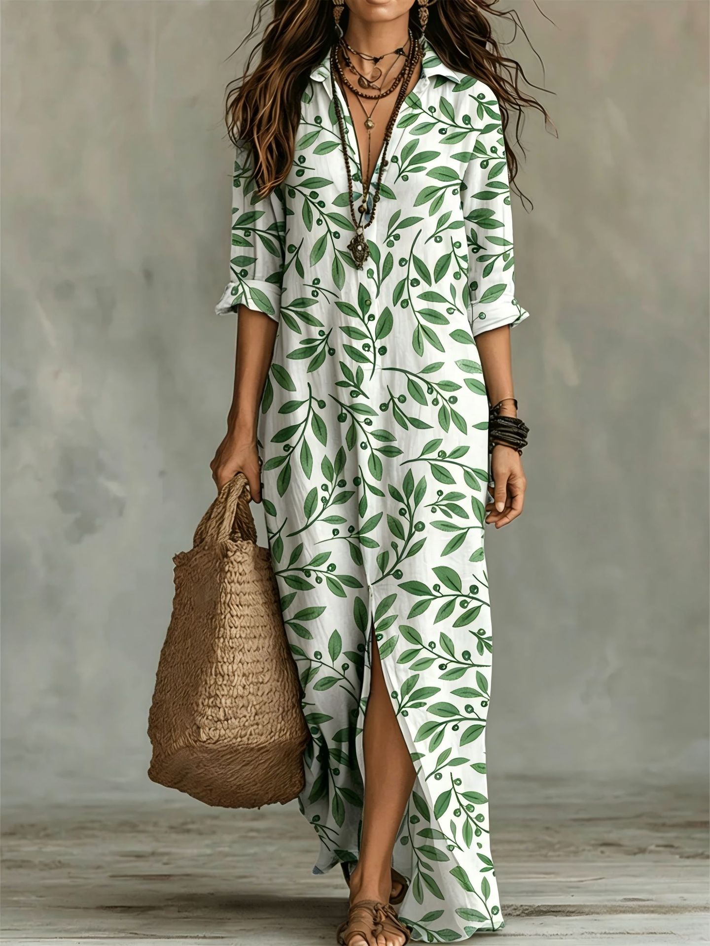 Digital print lapel midi shirt dress by FitiqueFit in various colors, featuring a casual wear design with a button-front and relaxed fit.