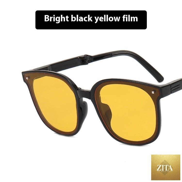 Foldable sunglasses with protective case from FitiqueFit in various colors, stylish eyewear for on-the-go fashion.
