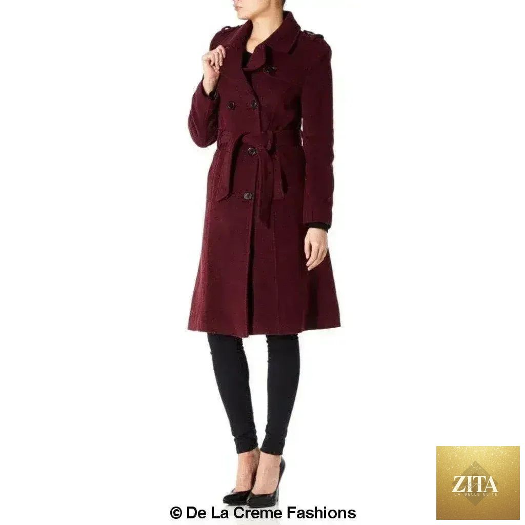 De La Creme women's wool cashmere blend military coat by Femstylo, stylish British-made jacket with classic design.