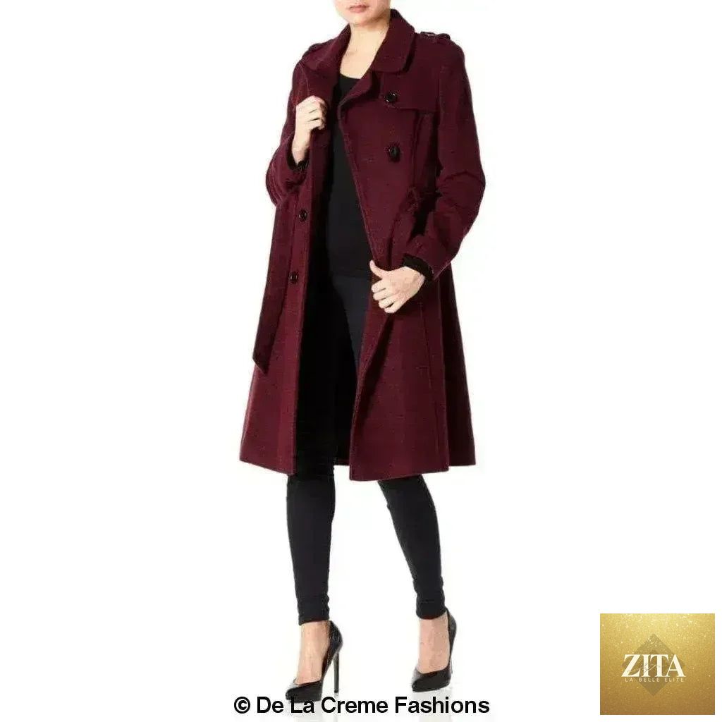 Femstylo women's wool cashmere military coat with structured design, British-made, stylish jacket perfect for cooler weather.