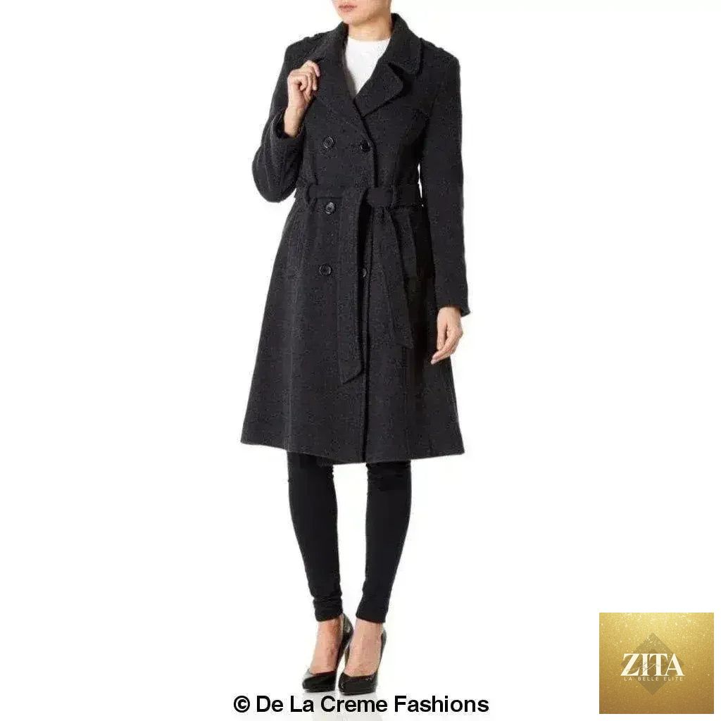 Femstylo wool and cashmere blend military coat for women, British-made jacket with tailored design and classic style.