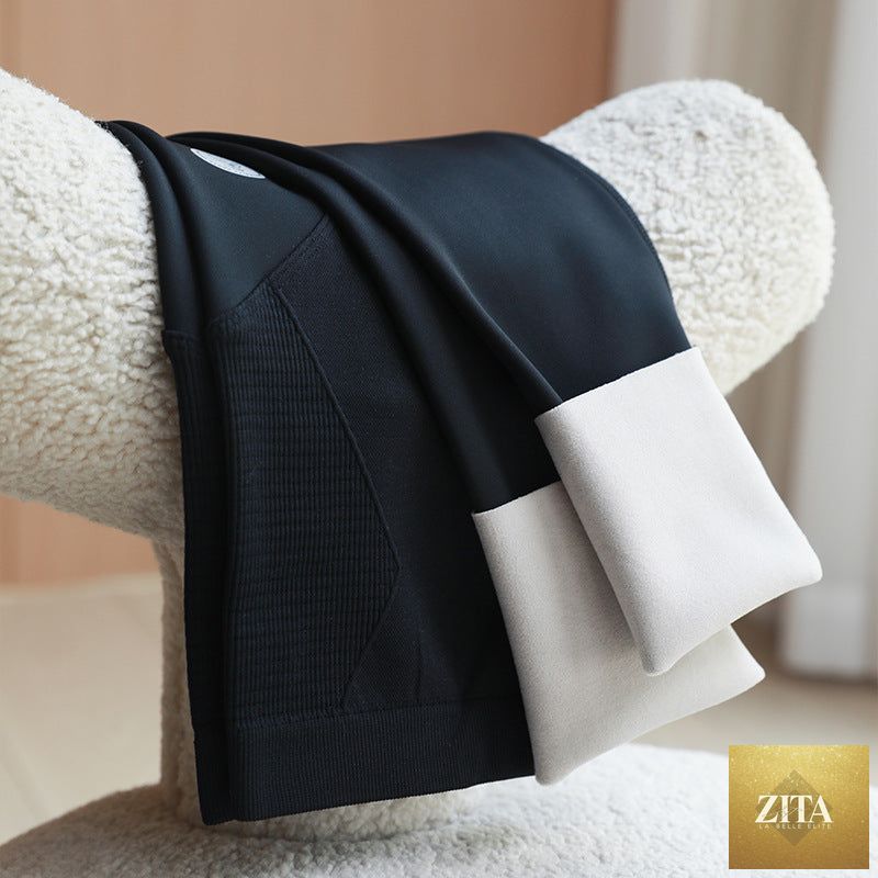 Fleece-lined maternity leggings by FitiqueFit, showing a pregnant woman wearing comfortable, belly support leggings during winter.