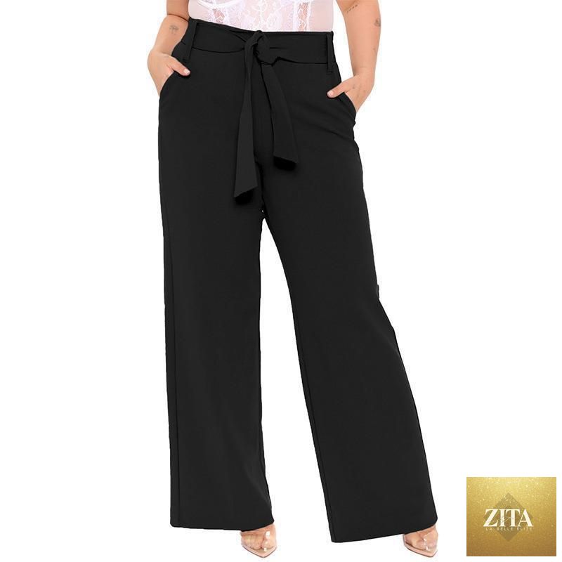 Women's solid-color casual pants from My Store, stylish and comfortable for everyday wear, shown in a relaxed fit.