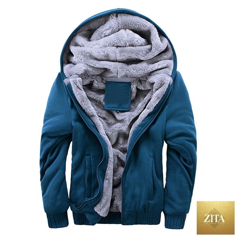 Men's plus fleece sweater by FLIPSTYLEZLLC, casual sport hoodie with a fleece material and front pockets, shown on a hanger.