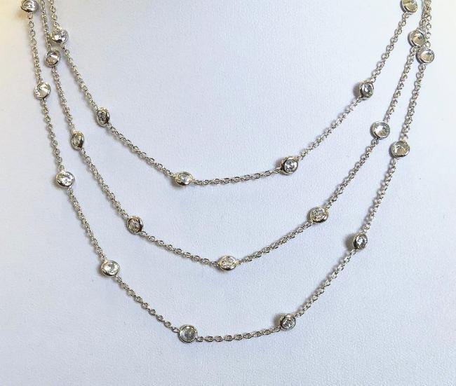 Cubic Zirconia Multi strand 14K Gold multi strand necklace 635NZBYX3K