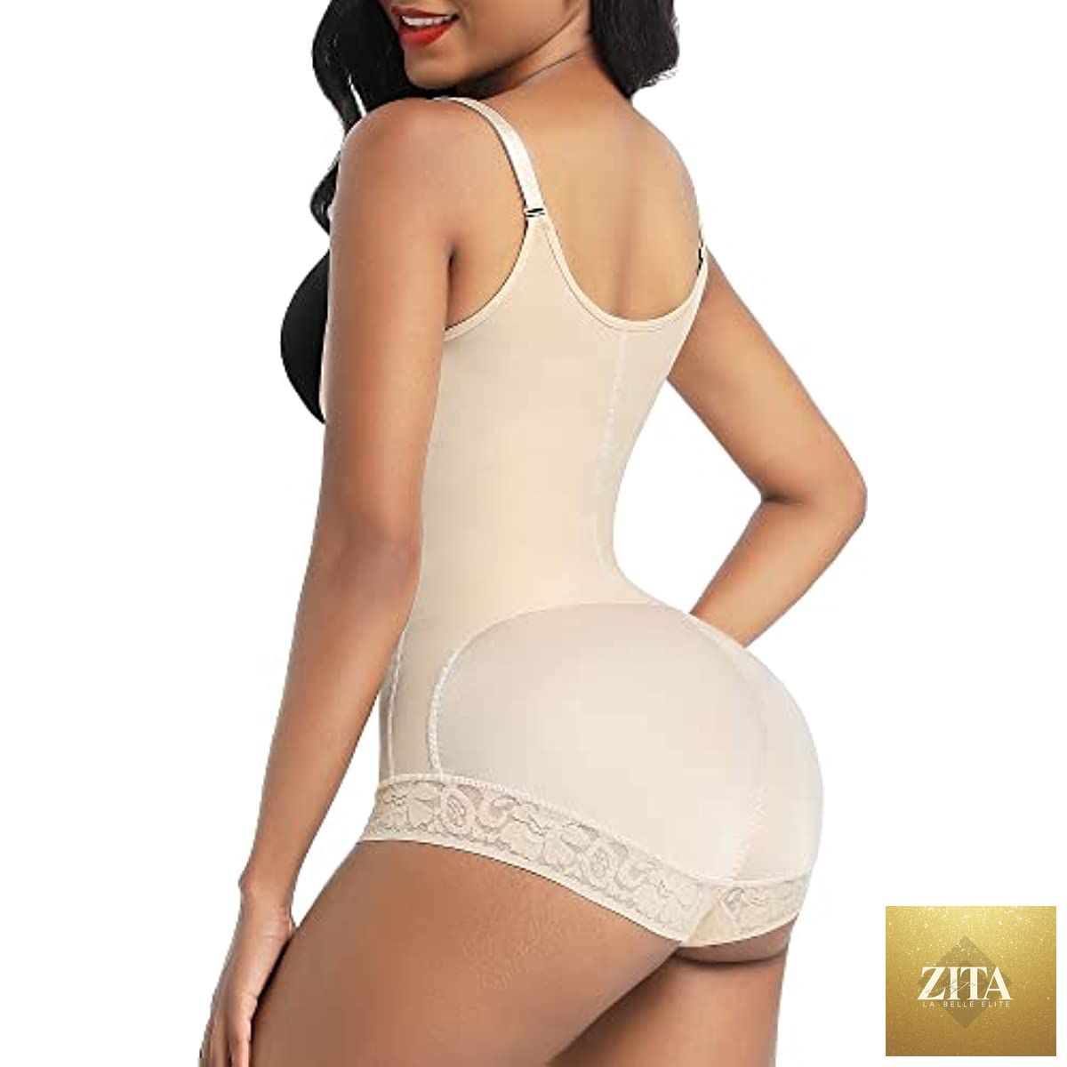 Seamless women's shapewear by Cnasti Strings and Thangs, triple control body shaper with thigh slimmer and tummy control for plus size.