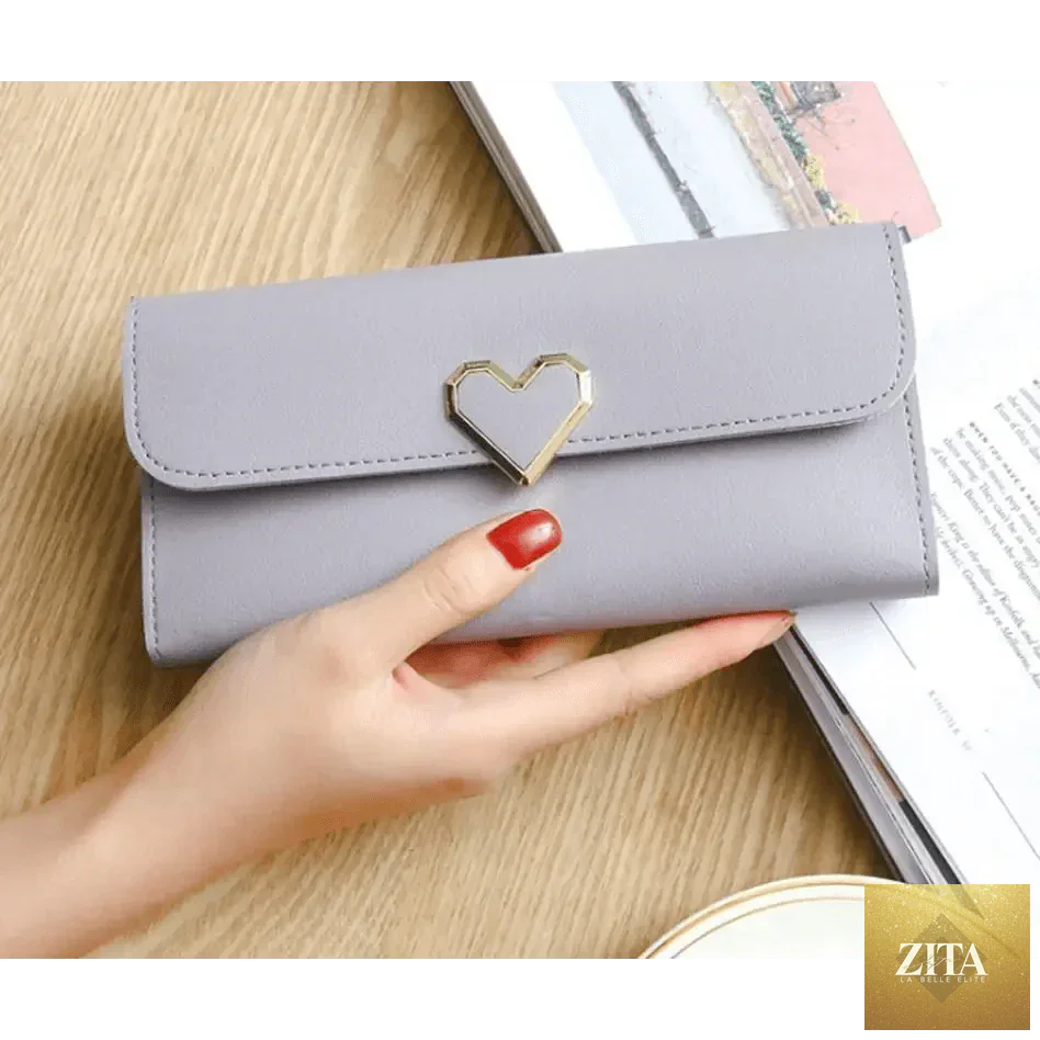 Luxury love heart wallet by Zita La Belle Elite, durable purse for ladies and girls, includes card holder and phone clutch bag.