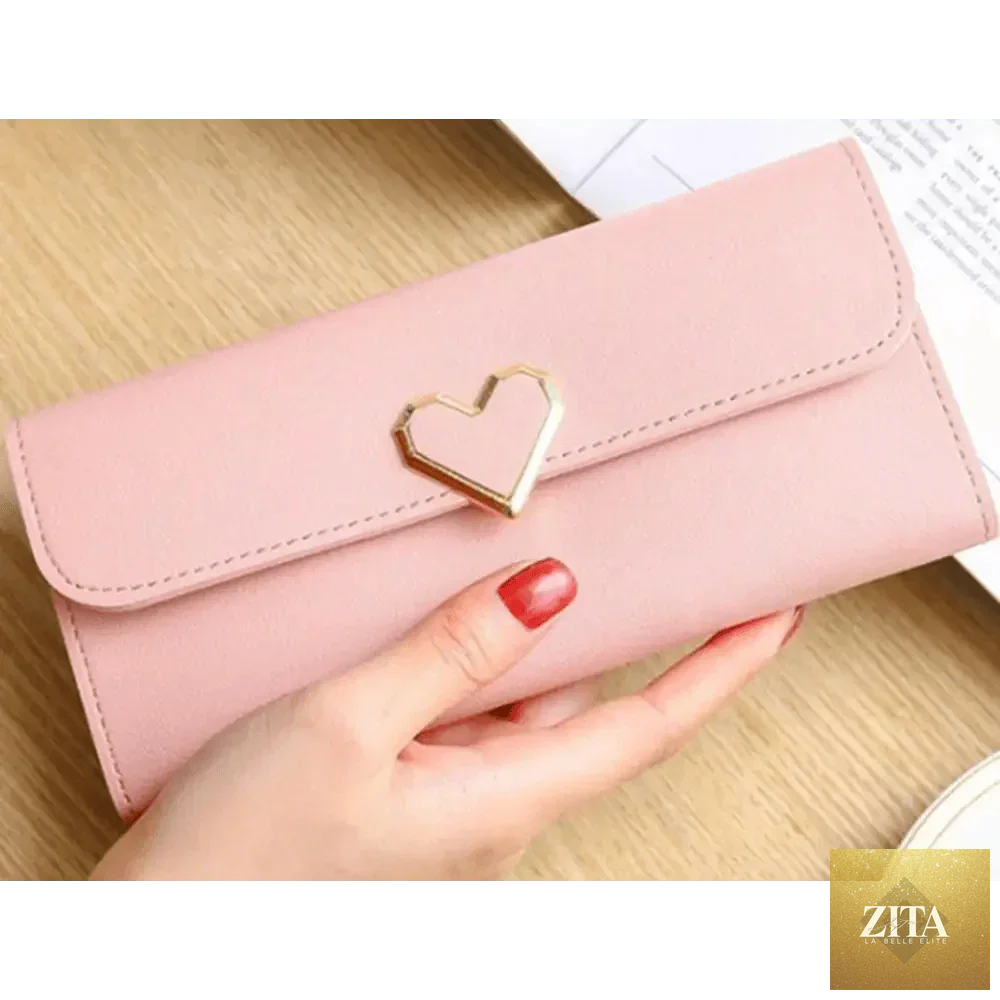Zita La Belle Elite luxury love heart wallet for ladies and girls, featuring a smart money pocket, card holder, and phone clutch bag.