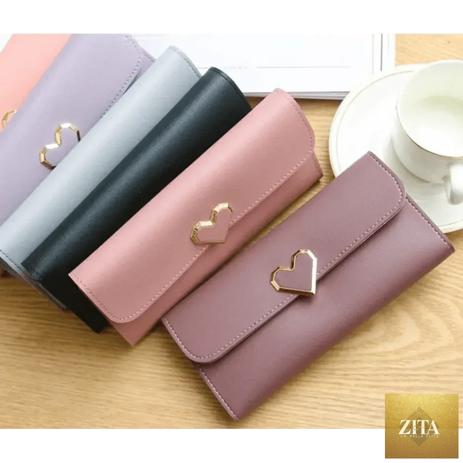 Luxury love heart wallet by Zita La Belle Elite, durable purse with card holder, phone clutch, ideal for ladies and girls.