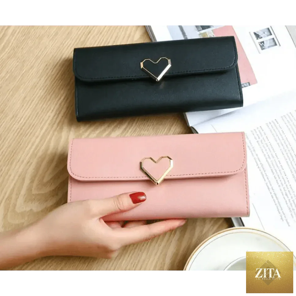 Luxury Zita La Belle Elite love heart wallet with smart money pocket, card holder, and phone clutch for ladies and girls.