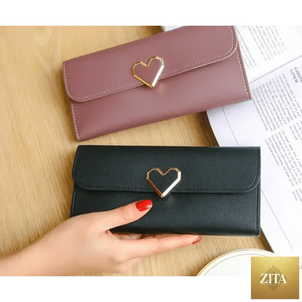 Luxury love heart wallet by Zita La Belle Elite, durable purse with card holder and phone clutch for women and girls.