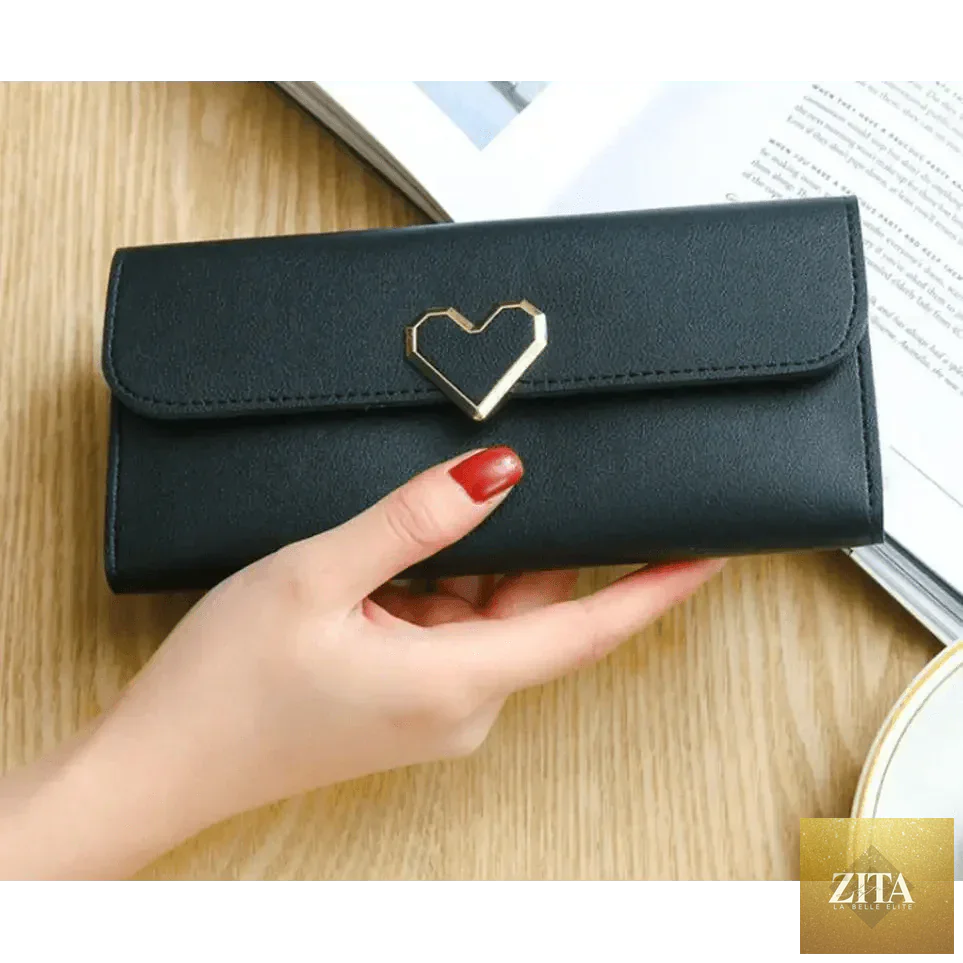 Luxury love heart wallet by Zita La Belle Elite, featuring durable design, card holder, and phone clutch for ladies and girls.