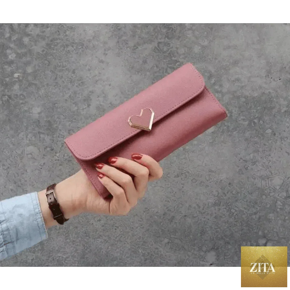 Luxury Zita La Belle Elite love heart wallet for ladies and girls, featuring a smart money pocket, card holder, and phone clutch bag.