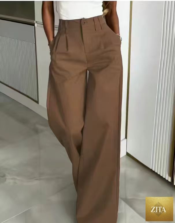 Women's loose flowing straight-leg floor-length casual pants by Zita La Belle Elite, displayed in a relaxed fit style.