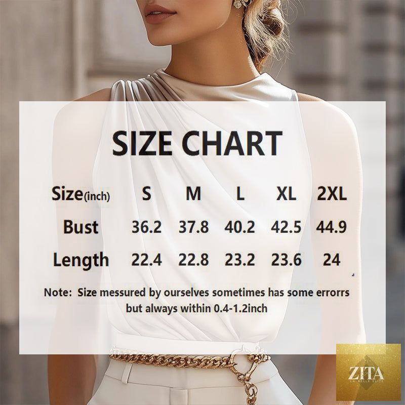 Women's sleeveless mock neck top from FitiqueFit, showcasing elegant casualwear with a fitted design and smooth fabric.
