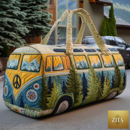 Social Buzz eSIMs quilted travel bag with embroidery, multifunctional sports and fitness bag, compact and stylish for travel.