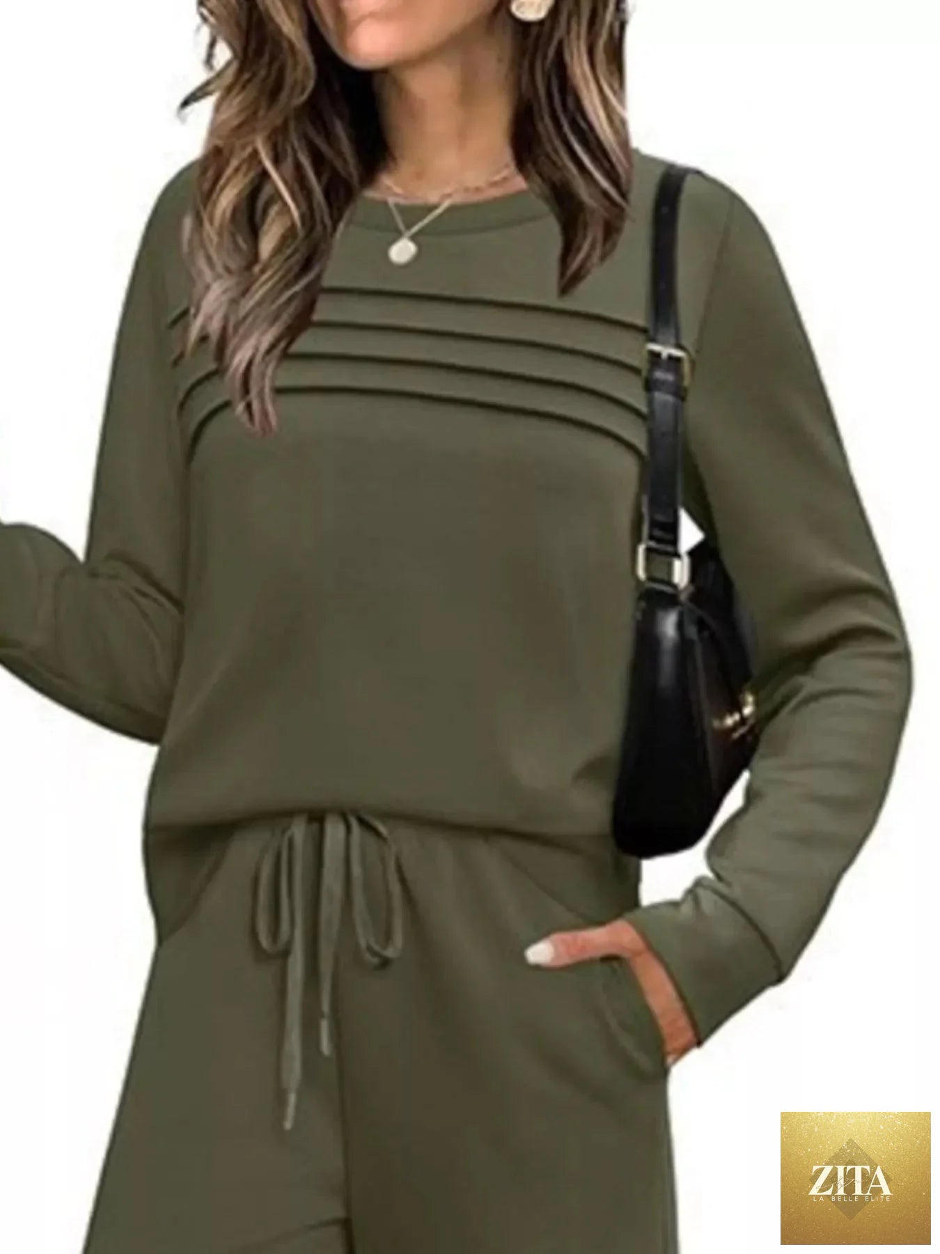 Full Size Long Sleeve Round Neck Top and Pants Set Plus Size